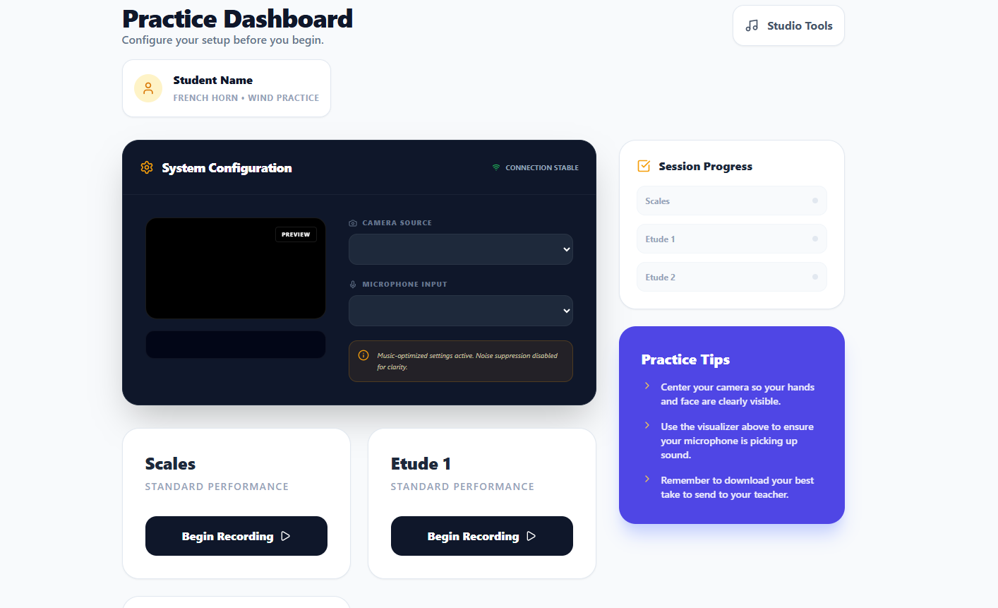 Practice Portal Dashboard
