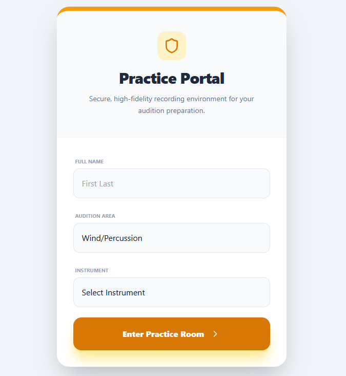 Practice Portal Login Screen